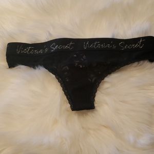 Victoria's Secret black lace thong lace S